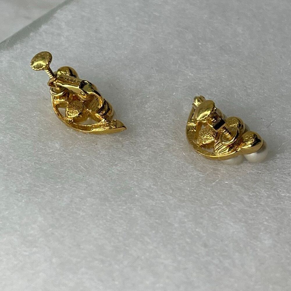 Vintage Napier pearl climber earrings clip style - Picture 4 of 6